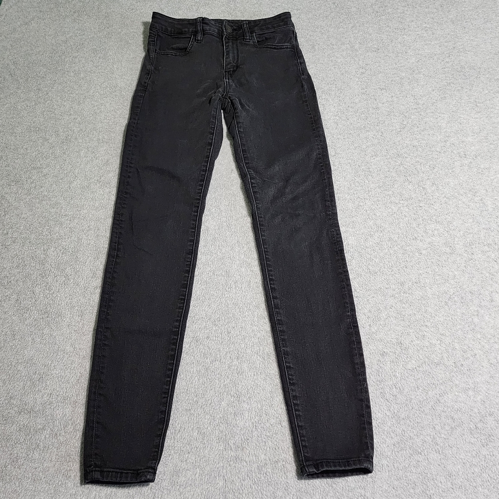 American Eagle Hi Rise Jegging Womens Size 2 Long Black Stretch Denim Jeans